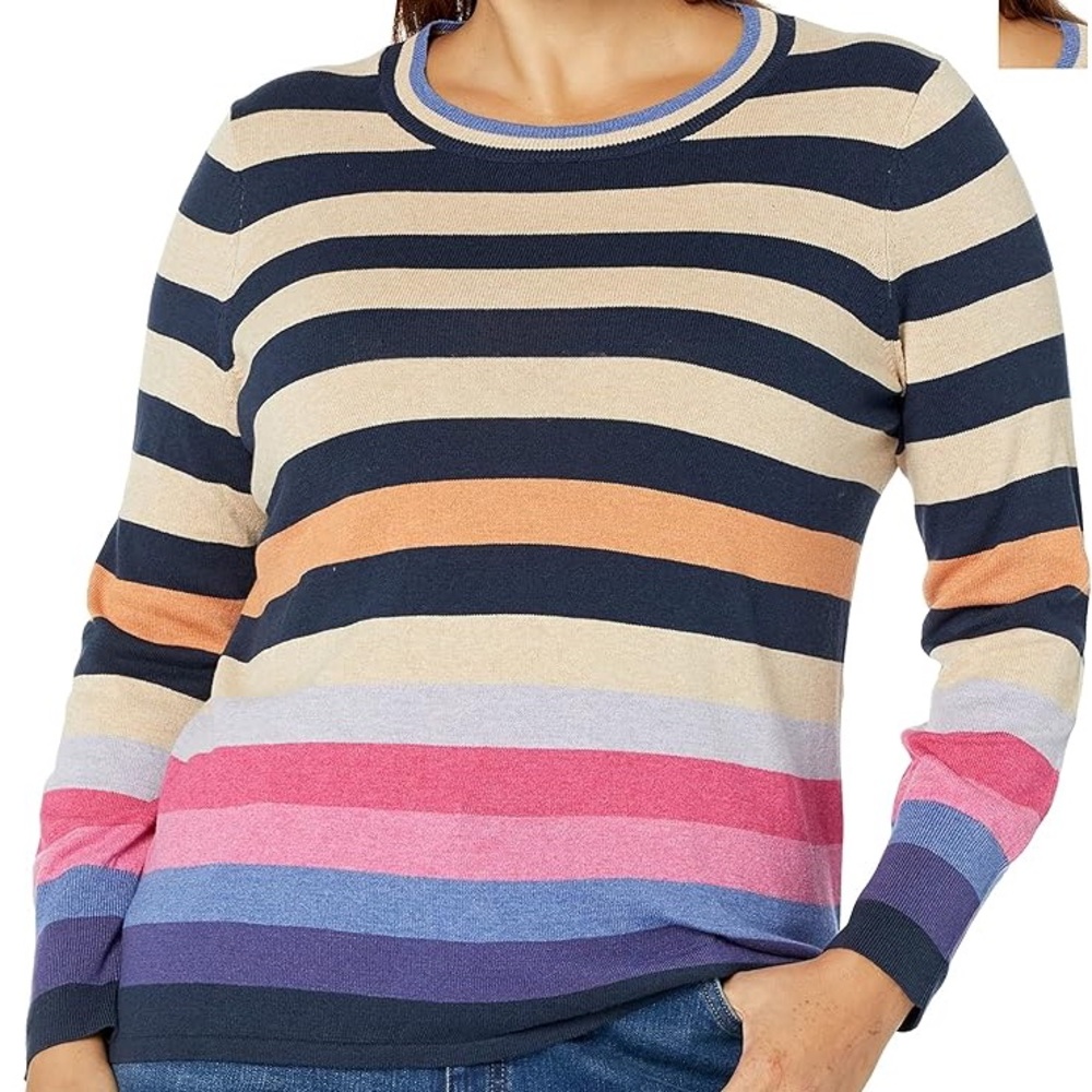 NIC+ZOE Women's Plus Size Jewel Stripes Vital Sweater